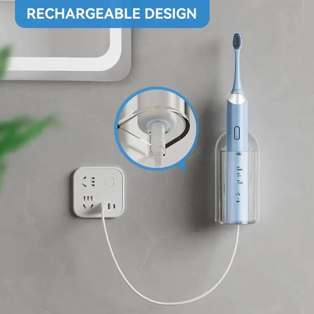 Alt view image 5 of 7 - Electric Toothbrush Holders, Wall Mounted Tooth Brushing Holder for Bathroom, Self Adhesive Electric Toothbrush Organizer Space Saver (2Pcs Clear)