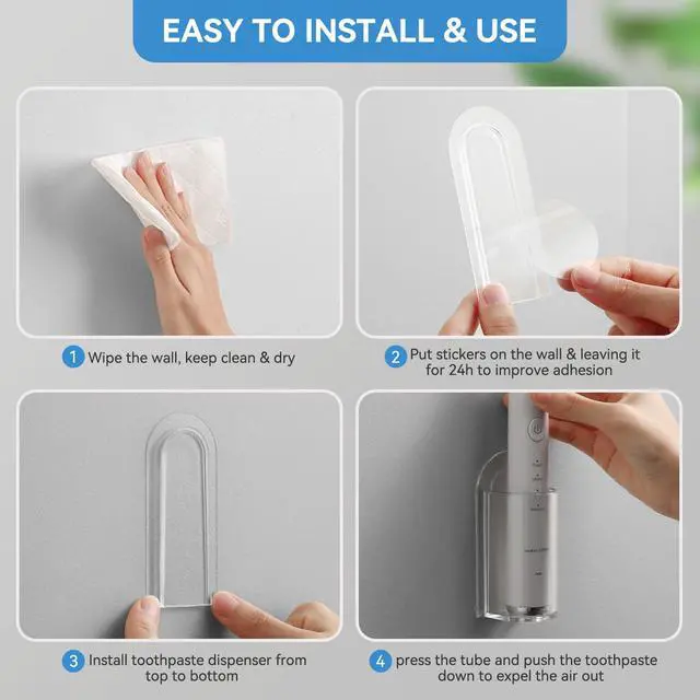 Alt view image 6 of 7 - Electric Toothbrush Holders, Wall Mounted Tooth Brushing Holder for Bathroom, Self Adhesive Electric Toothbrush Organizer Space Saver (2Pcs Clear)