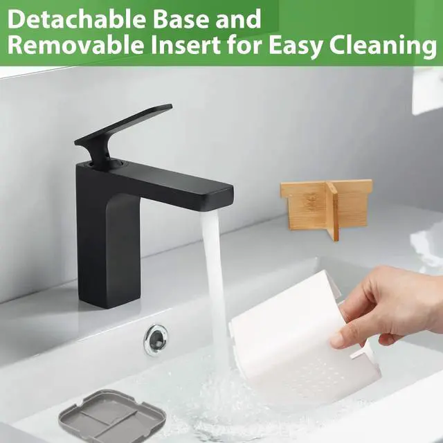 Alt view image 3 of 6 - Toothbrush and Toothpaste Holder with Bamboo Divider for Bathroom Countertop Organizer, Plastic Detachable Anti-Slip Large Electric Toothbrush Holders Storage Caddy Drainage for Family, Kids