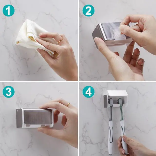 Alt view image 6 of 7 - 2 PCS Toothbrush Holders Wall Mounted with Cover, Electric Tooth Brushing Holder for Bathroom, 2 Slots Self Adhesive Toothbrush Organizer for Family, Kids (2, Brushed Silver)