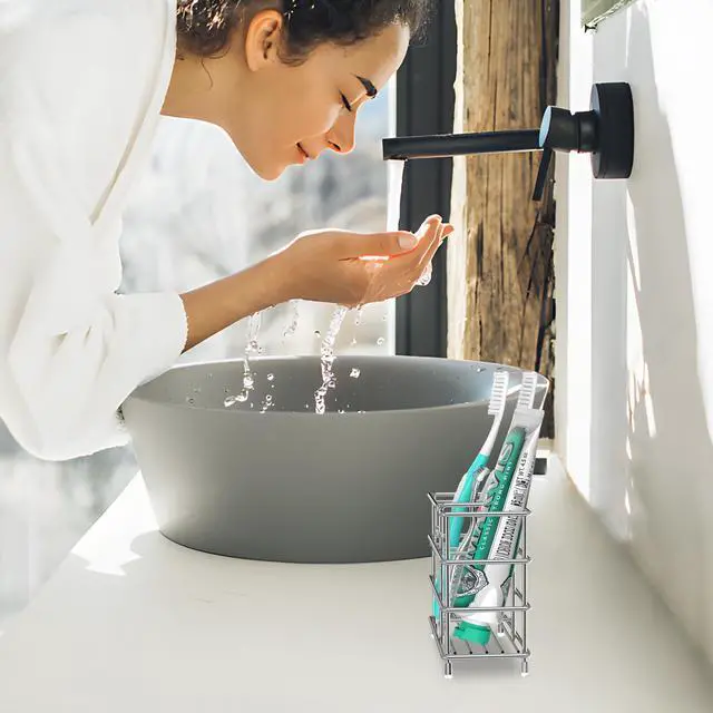 Alt view image 7 of 7 - Toothbrush Holders for Bathroom, 5 Slots Silver Stainless Steel Bathroom Accessories Organizer