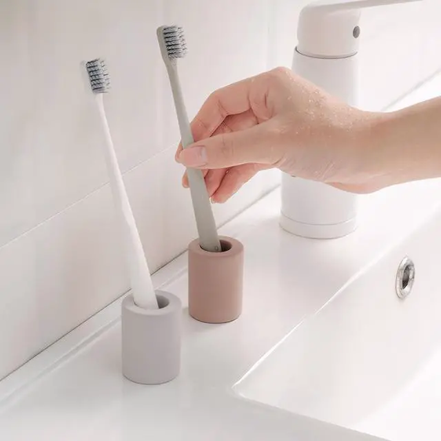 Alt view image 5 of 6 - Mini Toothbrush Holders for Bathrooms - Diatomite Quick-Dry Organizer, Compact Portable Toothbrush Holder for Countertop, Shower & Travel Storage