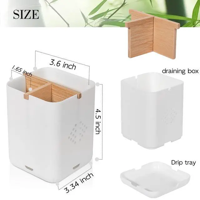 Alt view image 6 of 7 - Toothbrush Holders for Bathroom Countertop, Detachable Electric Toothbrush Holder with Divider Toothbrush and Toothpaste Organizer Storage (3 Slots White)