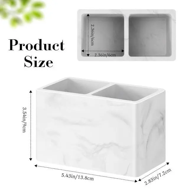 Alt view image 5 of 7 - Toothbrush Holder, Fast Drying Tooth Brush Holder for Bathroom, Diatomite Electric Tooth Brush and Toothpaste Organizer for Bathroom Kitchen Vanity Countertop, Marble White