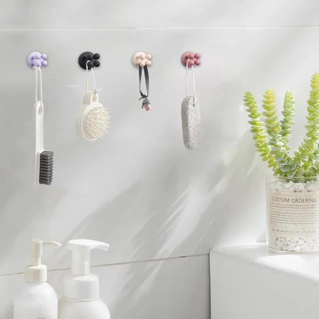 Alt view image 2 of 7 - 4Pcs Silicone Toothbrush Holders for Bathrooms,Waterproof Self Adhesive Multifunctional Hook for Hanging Towel Key Plug Cable for Bathroom Kitchen Living Room Office Mixed1