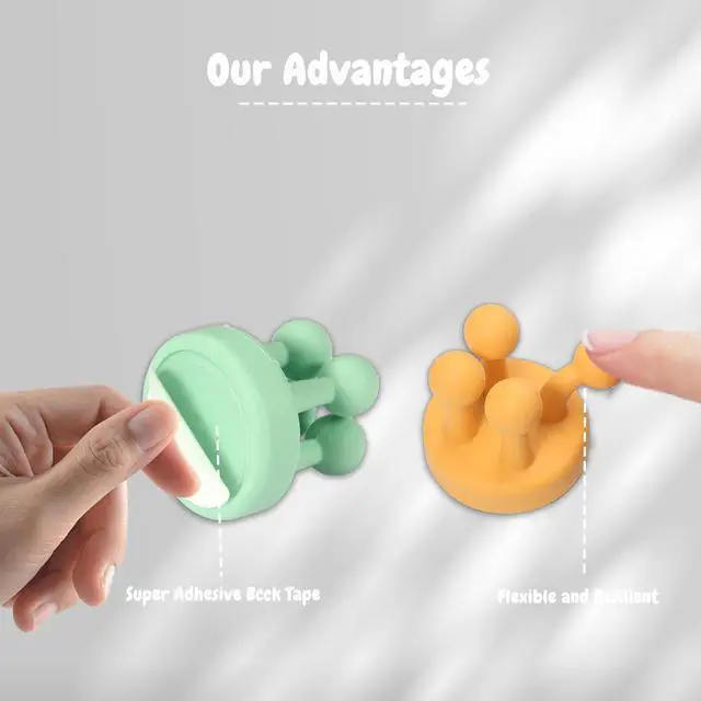 Alt view image 4 of 7 - 4Pcs Silicone Toothbrush Holders for Bathrooms,Waterproof Self Adhesive Multifunctional Hook for Hanging Towel Key Plug Cable for Bathroom Kitchen Living Room Office Mixed1