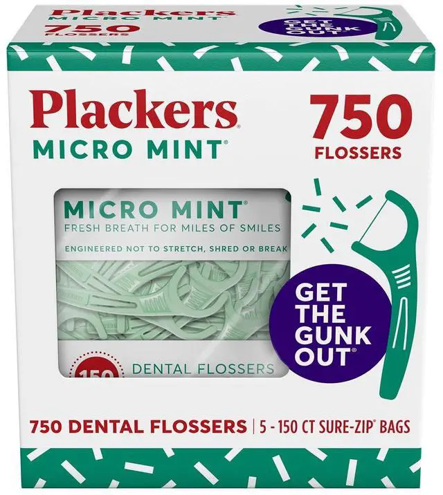 Main image of Micro Mint Dental Flossers, Fold-Out Toothpick, Super Tuffloss, Easy Storage with Sure-Zip Seal, Fresh Mint Flavor, 750 Count (Pack of 5)