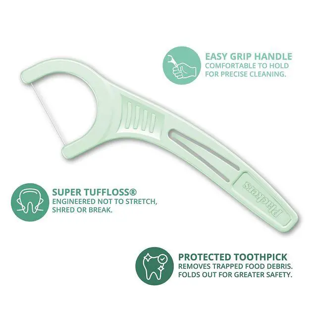 Alt view image 4 of 6 - Micro Mint Dental Flossers, Fold-Out Toothpick, Super Tuffloss, Easy Storage with Sure-Zip Seal, Fresh Mint Flavor, 750 Count (Pack of 5)