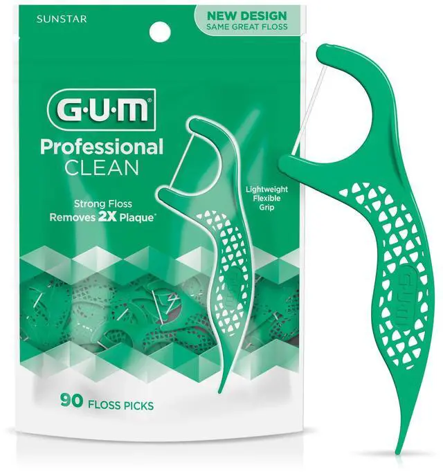 Main image of Professional Clean Dental Floss Picks, Extra-Strong Shred-Resistant Flossers with Easy-Grip Handle, Fresh Mint Flavor, 90 Count
