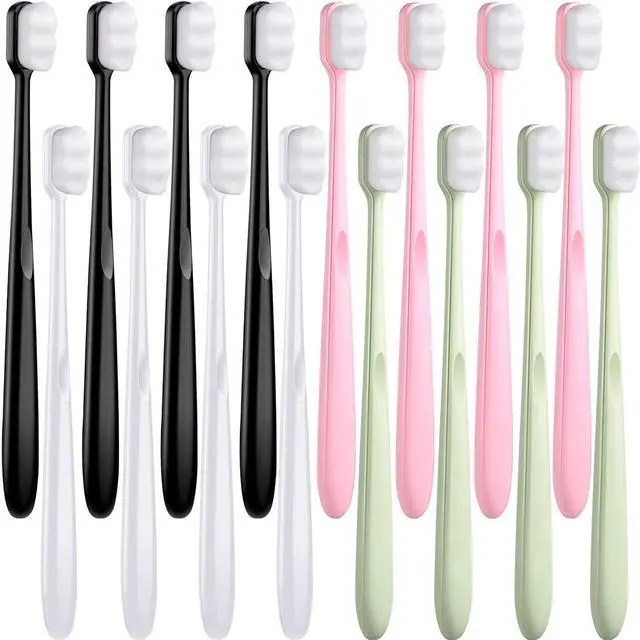 Main image of 16 Pieces Extra Soft Toothbrush 20000 Bristles, Ultra Soft Toothbrush for Sensitive Micro Nano Fur Manual Tooth Brush with 20000 Bristle Adult Kid Children (White Brush Head)