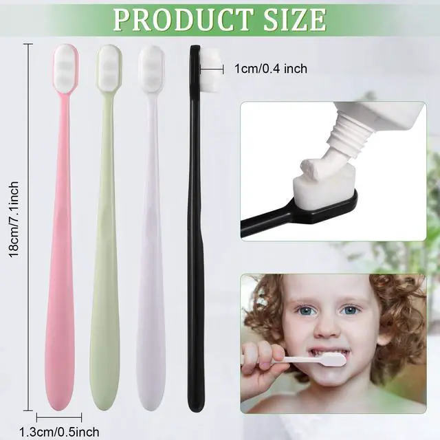 Alt view image 2 of 7 - 16 Pieces Extra Soft Toothbrush 20000 Bristles, Ultra Soft Toothbrush for Sensitive Micro Nano Fur Manual Tooth Brush with 20000 Bristle Adult Kid Children (White Brush Head)