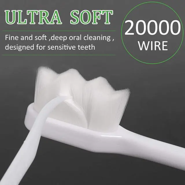Alt view image 4 of 7 - 16 Pieces Extra Soft Toothbrush 20000 Bristles, Ultra Soft Toothbrush for Sensitive Micro Nano Fur Manual Tooth Brush with 20000 Bristle Adult Kid Children (White Brush Head)