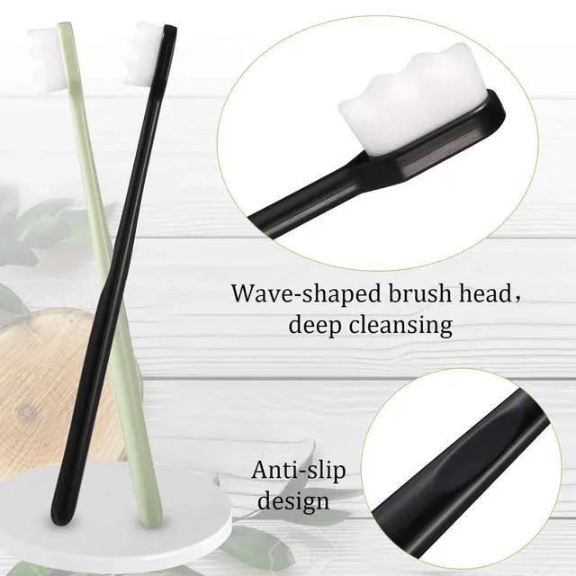 Alt view image 3 of 7 - 16 Pieces Extra Soft Toothbrush 20000 Bristles, Ultra Soft Toothbrush for Sensitive Micro Nano Fur Manual Tooth Brush with 20000 Bristle Adult Kid Children (White Brush Head)