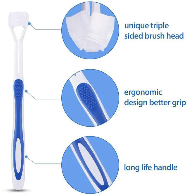Alt view image 6 of 7 - 8 Pieces Three Sided Toothbrush Autism Travel Sensory Toothbrush for Complete Teeth, Great Angle Bristles Clean Tooth, Gentle/Soft (Green, Blue, Yellow, Red)