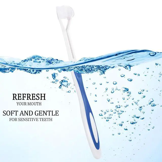 Alt view image 7 of 7 - 8 Pieces Three Sided Toothbrush Autism Travel Sensory Toothbrush for Complete Teeth, Great Angle Bristles Clean Tooth, Gentle/Soft (Green, Blue, Yellow, Red)