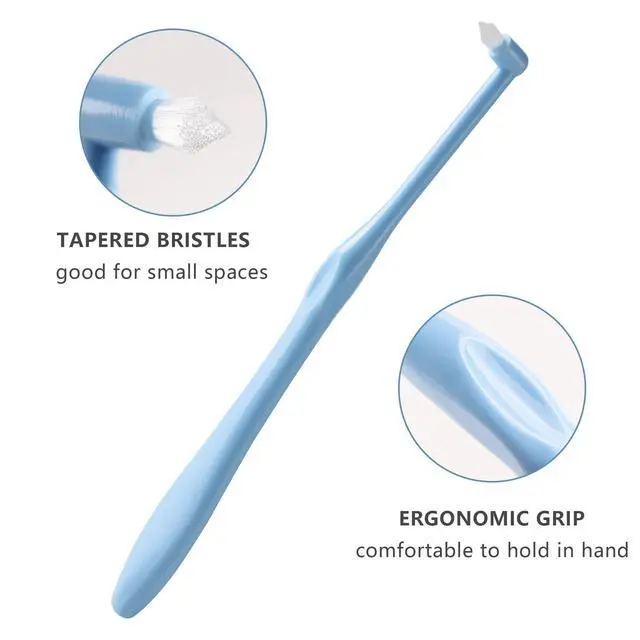Alt view image 3 of 7 - End-Tuft Tapered Trim Toothbrush, 6 PCS Tufted Interspace Brush Wisdom Gap Toothbrush for Orthodontic Braces Bridges Line and Detail Cleaning