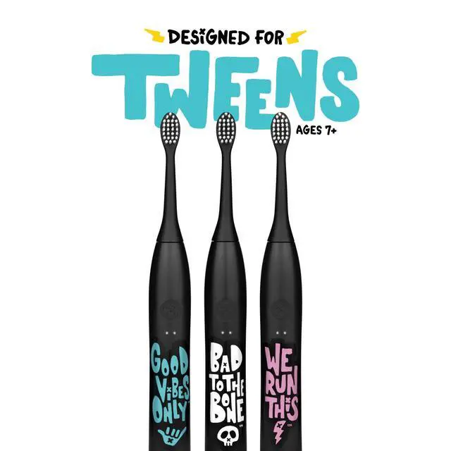 Alt view image 3 of 7 - Sonic X Electric Toothbrush Rechargeable Kids Sonic Toothbrush, 8X Plaque Removal, 2 Speed Modes, 2-Minute Timer 6 Brush Heads Included, Tweens Ages 7+, Good Vibes Only Edition