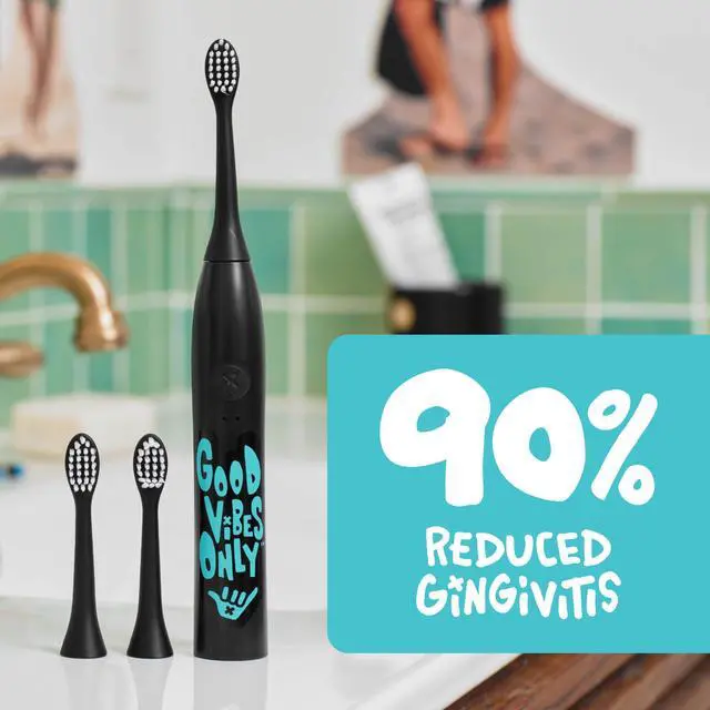 Alt view image 6 of 7 - Sonic X Electric Toothbrush Rechargeable Kids Sonic Toothbrush, 8X Plaque Removal, 2 Speed Modes, 2-Minute Timer 6 Brush Heads Included, Tweens Ages 7+, Good Vibes Only Edition