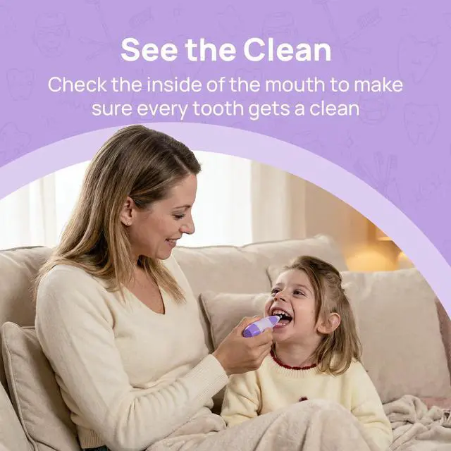 Alt view image 4 of 7 - Kids Electric Toothbrush for Ages 4+ Children Girls and Boys, USB Rechargeable with Smart Brushing Timer, LED Light & 2 Replacement Brush Heads, Purple