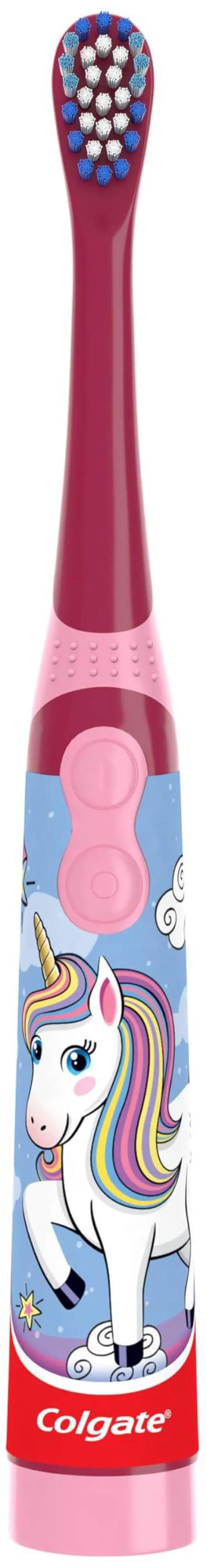 Alt view image 2 of 7 - Kids Battery Powered Toothbrush, Kids Battery Toothbrush with Included AA Battery, Extra Soft Bristles, Flat-Laying Handle to Prevent Rolling, Unicorn Toothbrush, 1 Pack