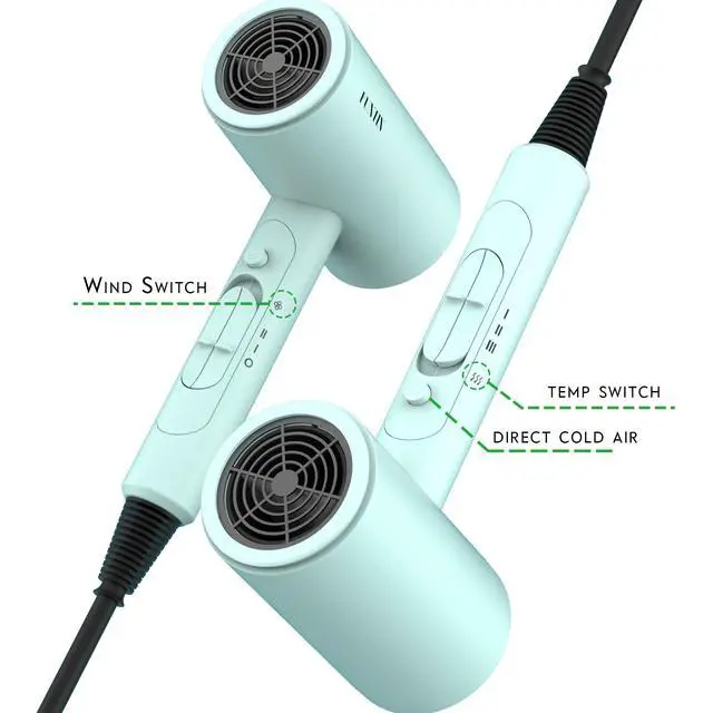 Alt view image 3 of 6 - Hair Dryer Blow Dryer with Diffuser Brush Comb 1800W Full Accessories for Women Professional Tifunny Blue