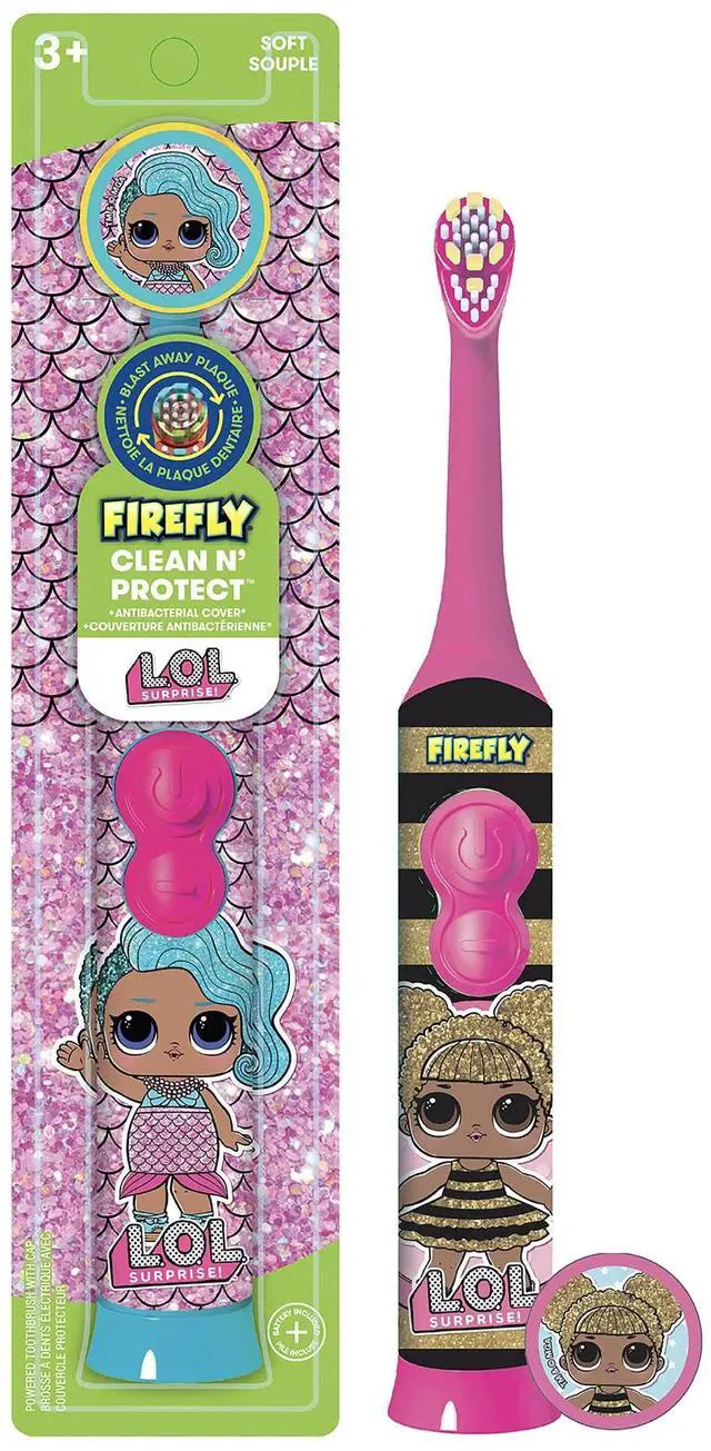 Main image of Clean N' Protect, L.O.L. Surprise! Toothbrush with hygienic Character Cover, Soft Bristles, Anti-Slip Grip Handle, Battery Included, Ages 3+, 1 Count
