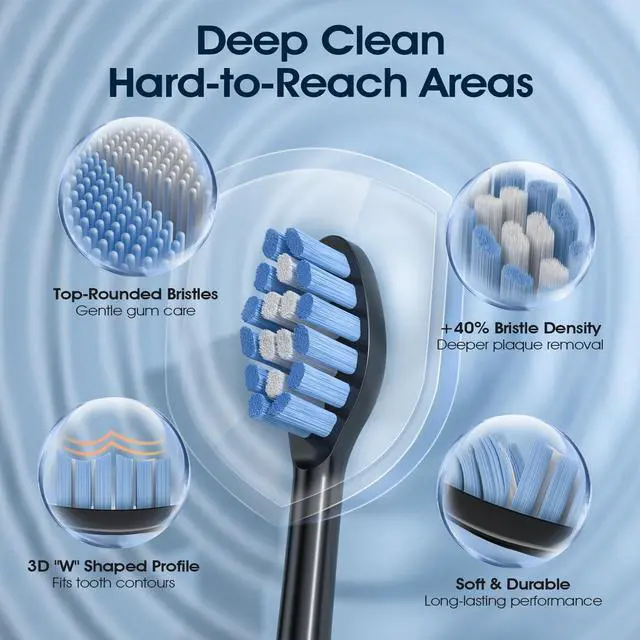 Alt view image 4 of 7 - Electric Toothbrush for Adults, 42000 VPM Sonic Toothbrush with Travel Case, 5 Modes for Sensitive Teeth and Braces, 6 Brush Heads, Wireless Charging, 100-Day Battery Life for Home Travel