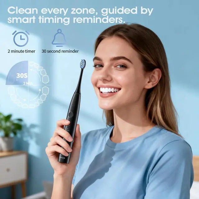 Alt view image 7 of 7 - Electric Toothbrush for Adults, 42000 VPM Sonic Toothbrush with Travel Case, 5 Modes for Sensitive Teeth and Braces, 6 Brush Heads, Wireless Charging, 100-Day Battery Life for Home Travel