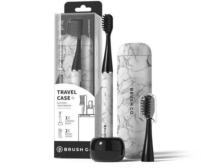 Main image of Brush GO SlimPro i4 Electric Toothbrush Rechargeable Smart Ultra Sonic 3 Modes, Travel Case & Ceramic Dock, 60Day Battery Soft Bristles 2 Heads IPX7 Waterproof, Color-Carrara Edition