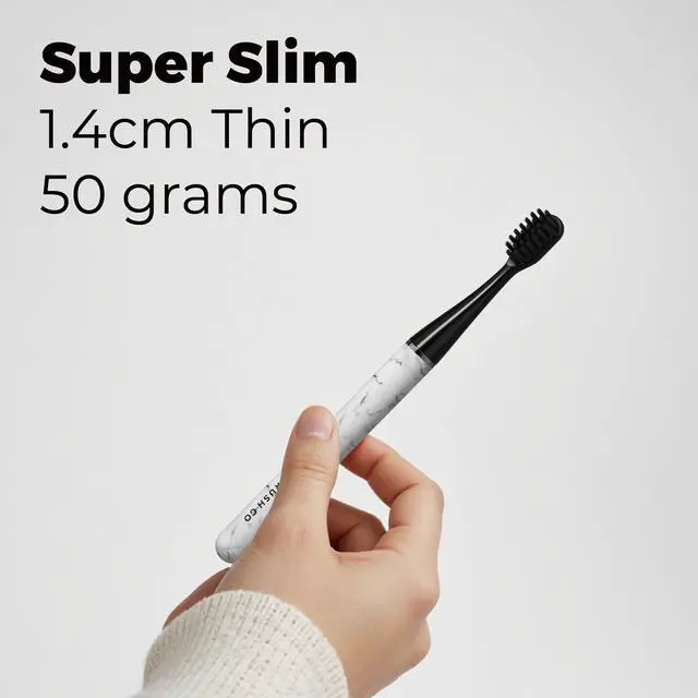 Alt view image 3 of 7 - Brush GO SlimPro i4 Electric Toothbrush Rechargeable Smart Ultra Sonic 3 Modes, Travel Case & Ceramic Dock, 60Day Battery Soft Bristles 2 Heads IPX7 Waterproof, Color-Carrara Edition