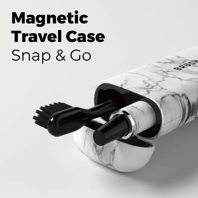 Alt view image 4 of 7 - Brush GO SlimPro i4 Electric Toothbrush Rechargeable Smart Ultra Sonic 3 Modes, Travel Case & Ceramic Dock, 60Day Battery Soft Bristles 2 Heads IPX7 Waterproof, Color-Carrara Edition