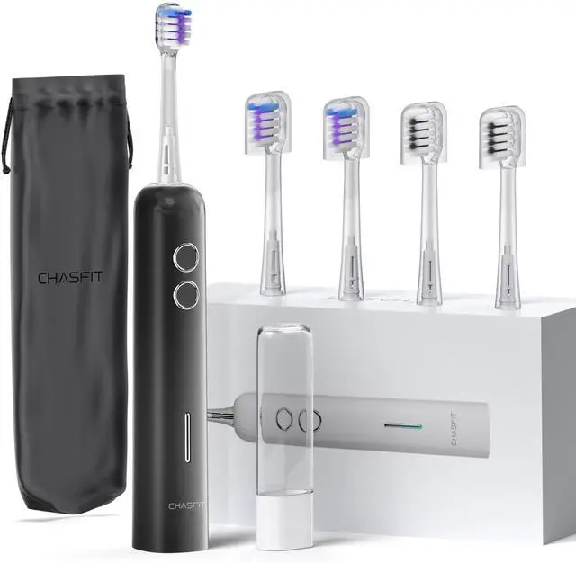 Main image of Electric Toothbrush for Adults,Wave Oscillation & Vibration Sonic Tooth Brush,BASS-Brushing Technique Travel Rechargeable Toothbrushes with 4 Soft Bristle Replace Heads,Gifts for Men Women