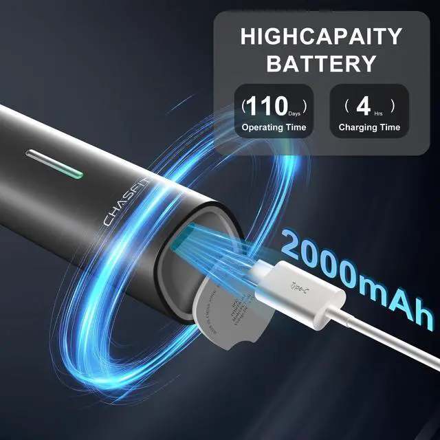 Alt view image 7 of 7 - Electric Toothbrush for Adults,Wave Oscillation & Vibration Sonic Tooth Brush,BASS-Brushing Technique Travel Rechargeable Toothbrushes with 4 Soft Bristle Replace Heads,Gifts for Men Women
