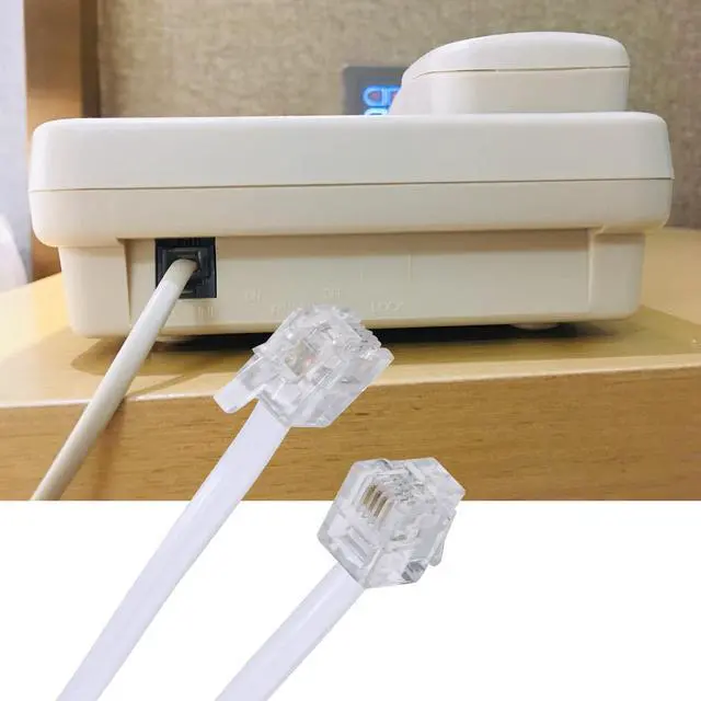 Alt view image 7 of 7 - Phone Extension Cord 50 Ft, Phone Cord Telephone Cable with Standard RJ11Plug and 2 in-Line Couplers and 20Cable Clip Holders, White (White, 50 Feet)