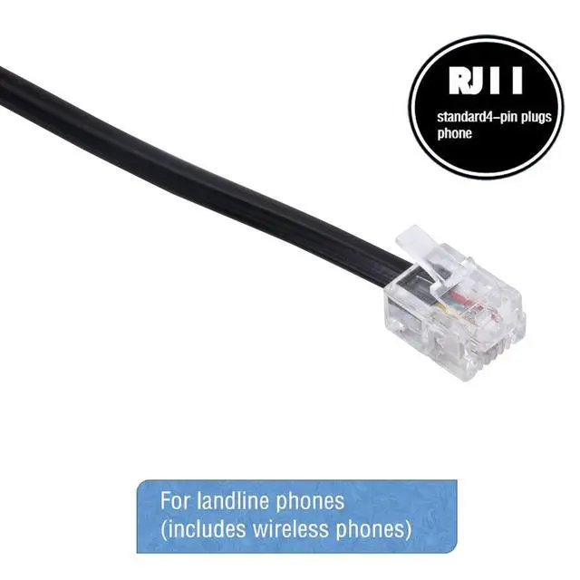Alt view image 6 of 6 - Telephone landline Extension Cord Cable Cord with Standard RJ-11 6P4C Plug (3Ft-3Pack, Black)