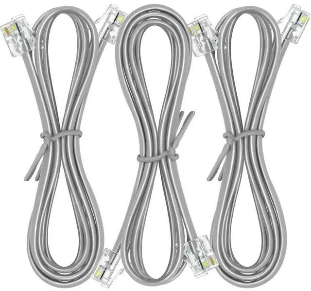 Main image of 3Pack Phone Cord 6ft Telephone Cord Phone Cable RJ11 6P4C Male to Male for Landline and Fax - 6 Feet