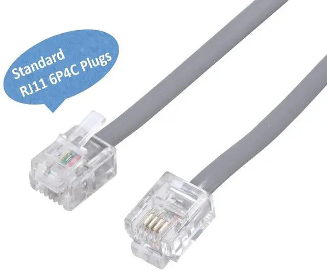 Alt view image 3 of 7 - Telephone landline Extension Cord Cable Cord with Standard RJ-11 6P4C Plug (3Ft-3Pack, Silver)