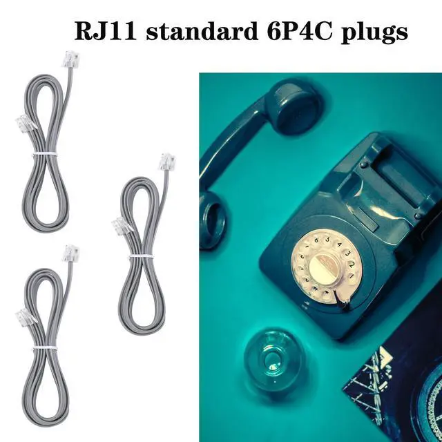 Alt view image 5 of 7 - Telephone landline Extension Cord Cable Cord with Standard RJ-11 6P4C Plug (3Ft-3Pack, Silver)