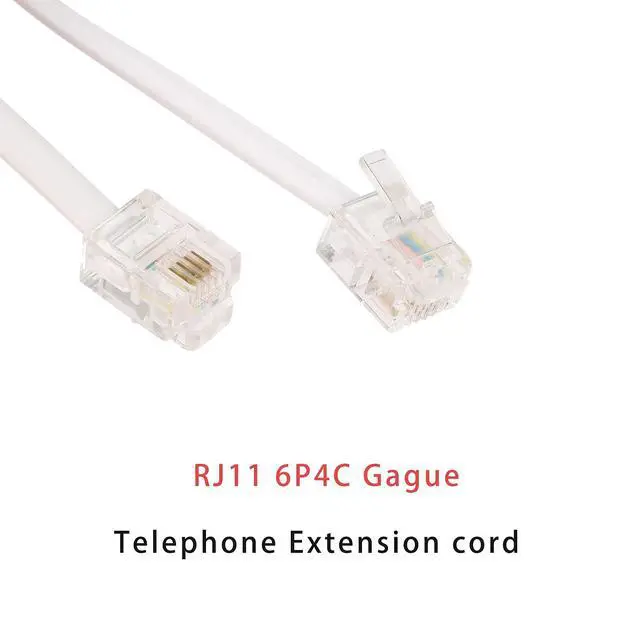 Alt view image 2 of 5 - 20-Foot Telephone landline Extension Cord Cable Cord with Standard RJ-11 6P4C Plug (White 6M, 2Pack)