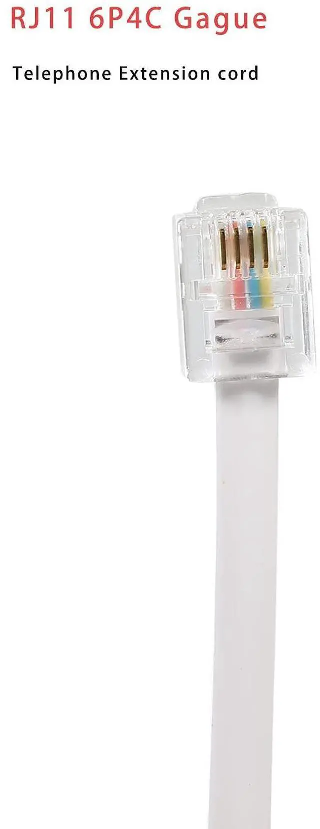 Alt view image 3 of 5 - 20-Foot Telephone landline Extension Cord Cable Cord with Standard RJ-11 6P4C Plug (White 6M, 2Pack)