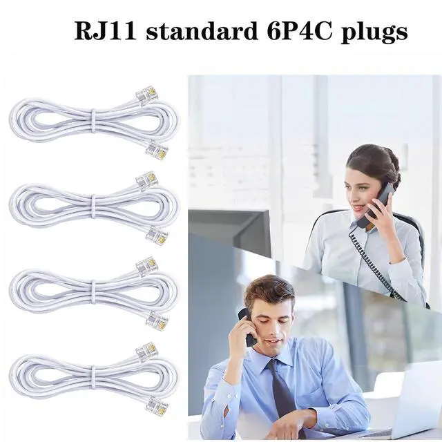 Alt view image 2 of 7 - Telephone landline Extension Cord Cable, Cord with Standard RJ-11 6P4C Plug (10FT-4Pack-White)