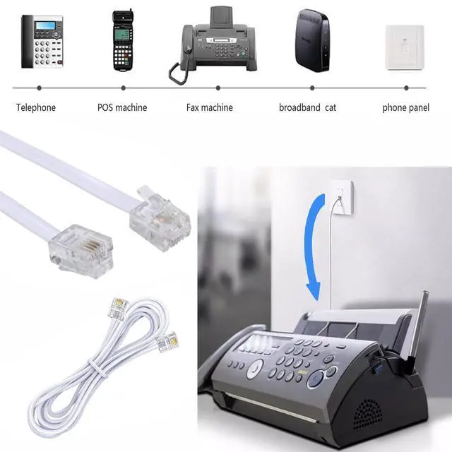 Alt view image 3 of 7 - Telephone landline Extension Cord Cable, Cord with Standard RJ-11 6P4C Plug (10FT-4Pack-White)