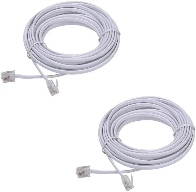 Alt view image 7 of 7 - 15-Ft Telephone landline Extension Cord Cable Cord with Standard RJ-11 6P4C Plug (White, 2Pack)