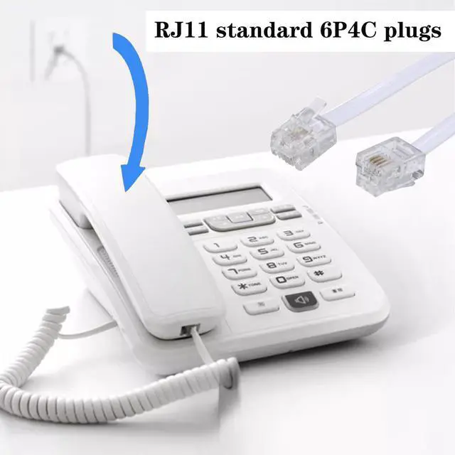 Alt view image 6 of 7 - Telephone landline Extension Cord Cable, Cord with Standard RJ-11 6P4C Plug (10FT-4Pack-White)