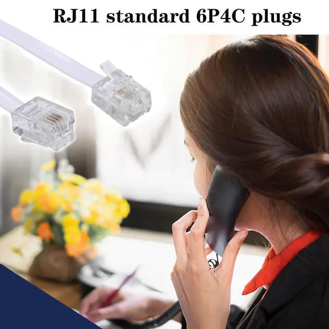 Alt view image 7 of 7 - Telephone landline Extension Cord Cable, Cord with Standard RJ-11 6P4C Plug (10FT-4Pack-White)