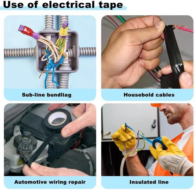 Alt view image 5 of 7 - 9 Pack Coloured Electrical Tape, Electrical Tape Colours Water, Sun, and Oil Resistant, Suitable for Most Domestic, Commercial, and Industrial environments.