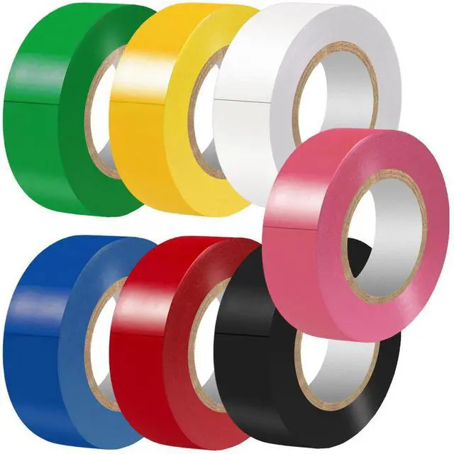 Main image of Electrical Tape Colors 7 Rolls 3/4-Inch by 30 Feet, Waterproof,Strong Adhesive, Durable, Easy-Wrap,Pink, Yellow, Red, Green, Blue, White, Black