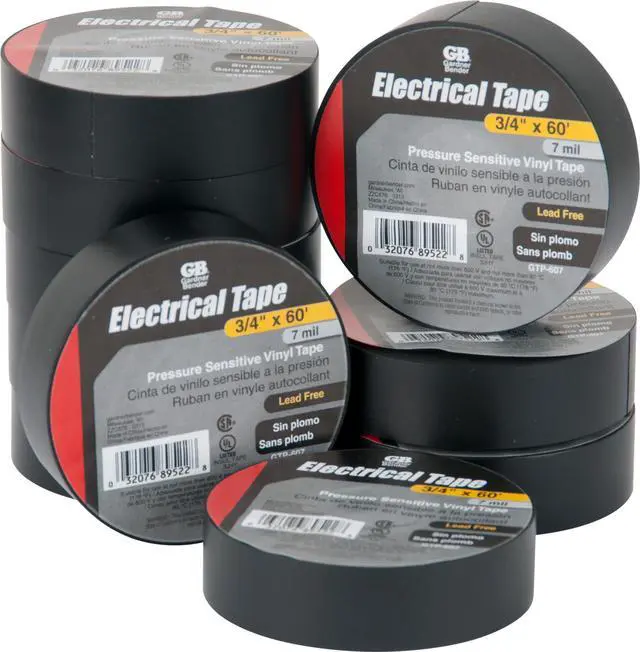 Alt view image 2 of 4 - GTP-607 Electrical Tape, ¾ in. x 60 ft, Durable, Easy-Wrap, Flame Retardant, Black