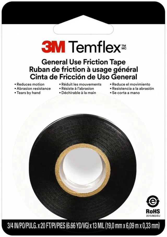Alt view image 2 of 7 - Temflex General-Purpose Vinyl Electrical Tape (1700), 3/4 in. x 60 ft., 7 Mil, Black, 3 Rolls