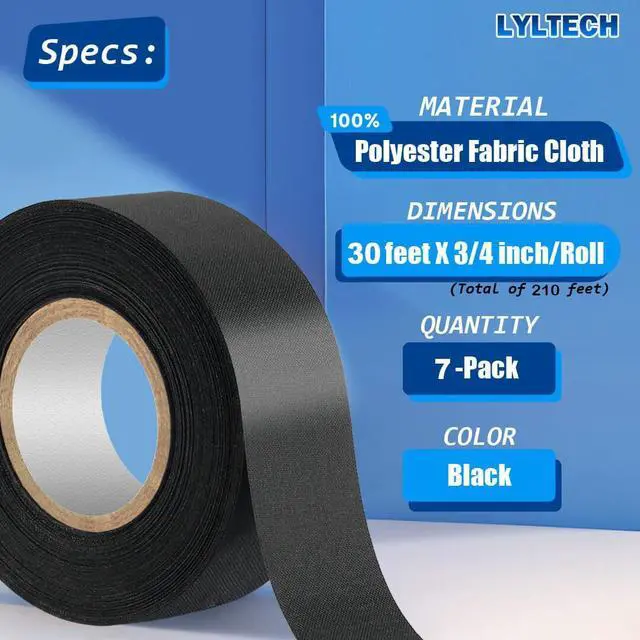 Alt view image 2 of 7 - Wire Harness Tape 7 Rolls, Polyester Fabric,Flame Retardant,at 257 to -40, Wiring Loom Harness Electrical Tape,Each Roll 3/4 inch x 30 ft
